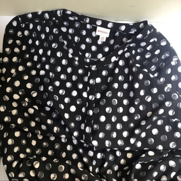 Merona NEW Polka Dot Stretch Shirt Dress Pockets Button Stretch Tunic Minimal L - Picture 5 of 16
